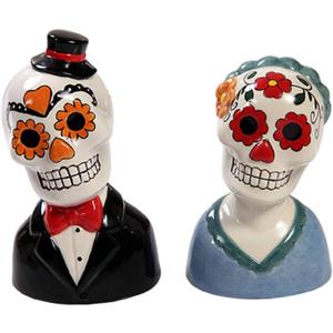 Pacific Giftware Day of The Dead Couple Man and Woman Ceramic Salt and Pepper Shakers
