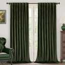 BGment Olive Green Velvet Curtains 84 Inch Length, Thermal Insulated Blackout Curtains Room Darkening Drapes with Back Tab and Rod Pocket for Living Room/ French Door, Set of 2 Panels, 52 x 84 Inch