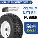 GICOOL 13x5.00-6 Rubber Lawn Mower Tire and Wheel, 2 Pcs Replacement 13x5-6nhs Riding Mowers Lawn Pneumatic Tire with Bearing Bore 3/4" & 5/8", 3" -4.5" Centered Hub