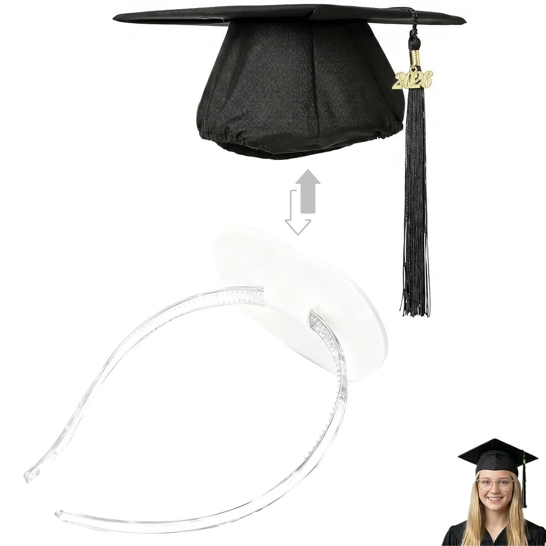 2 x ATMEET Graduation Cap Headband for Glasses Wearers Firm Anti-fall HairBand Grad Cap Headband Decorations Graduation Hat Accessories