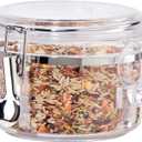 OGGI Clear Canister Airtight 28oz - Clamp Lid & Spoon - Airtight Food Storage Containers, Ideal for Kitchen & Pantry Storage of Bulk, Dry Food Including Flour, Sugar, Coffee, Rice, Tea, Spices & Herbs