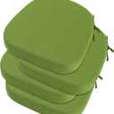 idee-home Outdoor Chair Cushions Set of 4, 17" x 17" x 3" Thick D-Shaped Patio Furniture Outdoor Seat Cushions Waterproof with Ties, Dining Pads (Green)