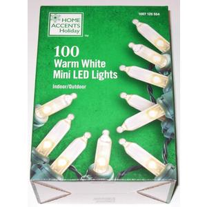 2 x Home Accents Holiday 100ct Warm White LED Mini String Lights w/Green Wire NEW