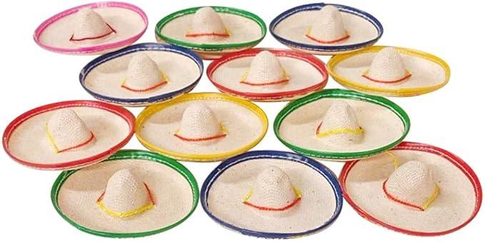 11 Mini Sombrero, 3 Inches Wide Mini Hats for Cinco De Mayo Party for Bottles