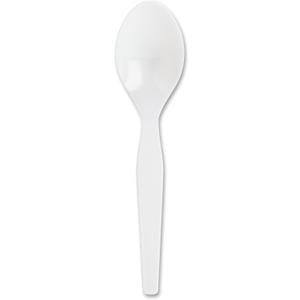 Genuine Joe Heavy/Medium Weight Plastic Spoon, White, 100 Count