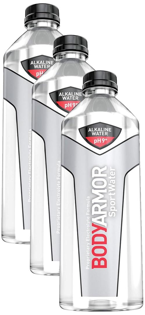 BODYARMOR SportWater Alkaline Water, Superior Hydration, High Alkaline Water pH 9+, Electrolytes, Perfect for your Active Lifestyle, 1 Liter (Pack of 3)