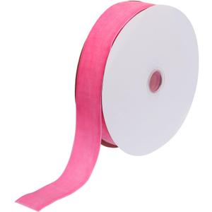 MECCANIXITY Velvet Ribbon 1 1/2 Inch x 10 Yard Single Face Spool Silky Velvet Fabric for Bouquets DIY Crafts Gift Wrapping Wedding Party Pink