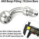 3AN Male to 10.2mm 3/8" Banjo 45 Degree Stainless Steel Brake Hose Brake Clutch Fitting Adapter
