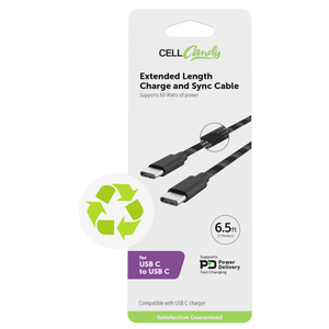 CellCandy 6.5 Ft Braided C to C Black
