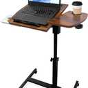 Medical Adjustable Overbed Bedside Table with 2 Tilting Desktops Teacher Podium Laptop Computer Cart Mobile Laptop Desk with Cup Holde,Drawer,Wheels for Office, Home and Classroom (Brown)