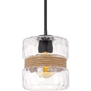 Kira Home Sage 10" Modern Pendant Light + Hammered Glass Shade, Textured Black Finish