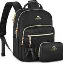 MATEIN Mini Backpack for Women, Waterproof Stylish Daypack Purse Shoulder Bag, Lightweight Small Casual Daily Travel Backpack Mochilas Para Mujer, Lady Girls Gifts for Work School, 2pcs Sets, Black (Small-12.9 inch)