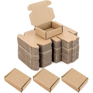 Ellbest 50pcs Kraft Brown Box 1.5mm Thick Cardboard Boxes, 3.6 x 2.6 x 1.2 inches Foldable Kraft Brown Box for Stationery, Pins, Mini Ornaments, Small Shipping Boxes