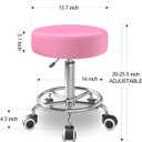 YEEZEE Rolling Stool with Wheels and Ultra Soft Cushion for Salon, Pink, 25.6 inches