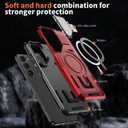 2 x for Samsung Galaxy S23 Case Magnetic Compatible with MagSafe Support Wireless Charger,Built-in Camera Cover Kickstand+with Screen Protector,Military Grade Drop Full-Body Phone Protection Red