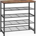 usikey 5-Tier Shoe Rack, Industrial Shoe Storage Organizer for 12-16 Pairs of Shoes, Metal Shoe Shelf with Wooden Top, Shoe Stand with 3 Metal Shelves for Entryway, Hallway, Closet, Rustic Brown (5 Tier ( 28.3 x 11 x 34 inches), Rustic Brown)