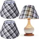 Glooglitter 2 Pcs Christmas Lamp Shades Set 5" Top x 10" Bottom x 6.5" High (Spider) Black Plaid Christmas Lamp Shade for Xmas Holiday Table Decor Supply