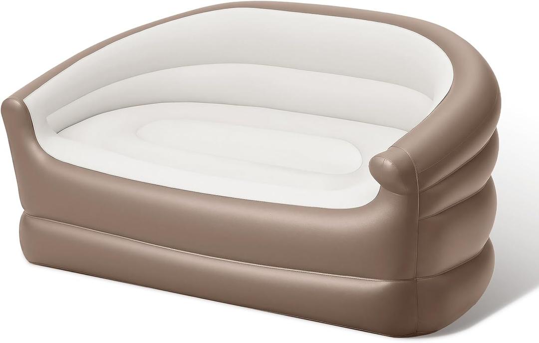 Twin Size Air Mattress Inflatable SofaDouble Inflatable Chair for Adults-Flodable Blow Up Couch Lounger-Portable Air Sofa for Indoor Living/Tent Camping/Outdoor ActivitieDark Brown