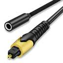 192KHz DAC Optical to 3.5mm Female Converter,Optical Audio Cable to AUX Cable Adapter,Digital to Analog Audio Converter for HDTV DVD Set-top Boxes (Unidirectional O-ptical to A UX) Aux Cable - 5FT