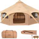 VEVOR Canvas Tent Bell, Yurt 4 Seasons for Camping with Stove Jack, Breathable Holds up to 4 People, Family Camping Outdoor Hunting Party (5m/16.4ft(side pole))