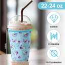 Irenare 20 Pcs Fresh Floral Reusable Iced Coffee Sleeve Neoprene Insulator Cup Sleeve for Cold Beverages Cups Neoprene Holder for Cold and Hot Drinks Fits Coffee Cups 22-24oz, Medium