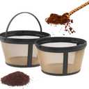Reusable Coffee Filter Basket, 2 Pack Basket Coffee Filters 8-12 Cup Replacement Coffee Filter for Mr. Coffee and Black & Decker Coffee Makers and Brewers (Gold)