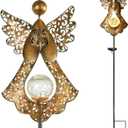 Starryfill Angel Stake Solar Lights with Crackle Glass Globe Waterproof Warm White LED, 40.5 inches Height Metal Bronze Stake Garden Patio Art Decor, Memorial Gift for Mom Women or Friends