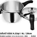 Stainless Steel Pressure Cooker, Peterboo 4 Quart Induction Compatible Thickened Pressure Cooker with Spring Valve Safeguard Devices, Compatible with Gas & Induction Cooker 2-3 Members Use