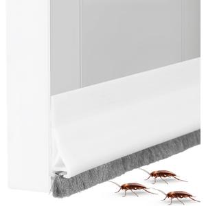 Door Sweep for Bottom Door Draft Stopper with Brush Self Adhesive Under Doors Gap Weather Stripping Soundproofing Seal Strip Filler for Reduce Dust Noise Hot Cold Air Insulation