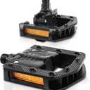 Folding Bike Pedals, Mountain Bike Pedals CNC Aluminum Bicycle Flat Pedals, 9/16'' with Reflective Strips | Non-Slip | Waterproof | Wide Flat Cycling Pedals for E-Bike, Urban Commute, MTB Bikes (Black)