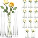Hewory Glass Bud Vases for Centerpieces Set of 36, Handmade Modern Clear Small Skinny Decorative Single Flower Vase, Minimalist Slim Floral Vase for Home Wedding Party Events Table Decor, 9.64"