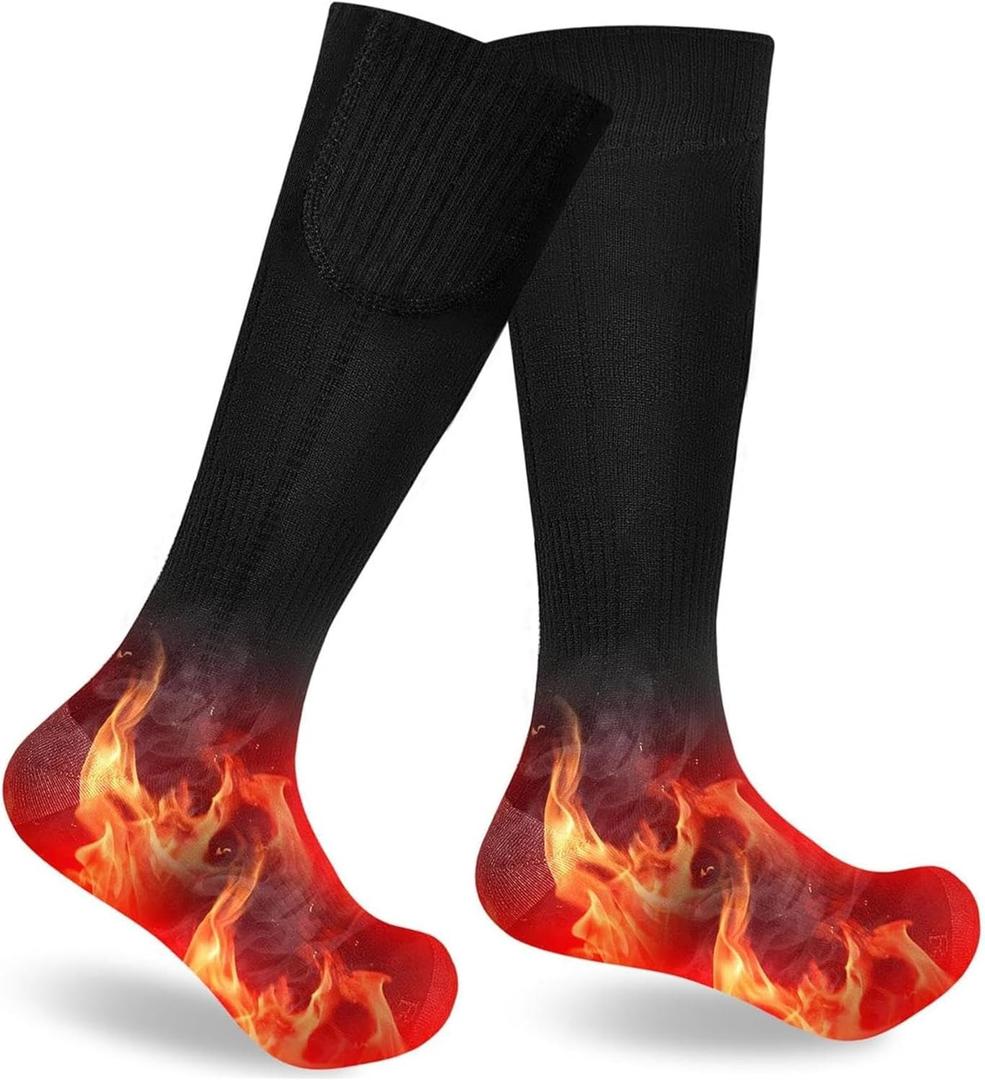 Heated Socks for Men and Women, Rechargeable Electric Socks, Washable Winter Foot Warmer Socks, Outdoors Work, Fishing, Hunting, Skiing, Winter Camping (Battery not Included)