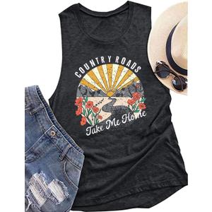 Country Roads Take Me Home Floral Tank Top for Women Hiking Mountain Sleeveless T Shirt Tees Camping Vest (Small, Dark Grey) Country Roads Take Me Home Floral Tank Top for Women Hiking Mountain Sleeveless T Shirt Tees Camping Vest (Small, Dark Grey)