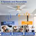 52 Inch Ceiling Fans with Lights,Smart Low Profile Ceiling Fan with Light and Remote Control,Modern Flush Mount Ceiling Fans for Bedroom,Patio,Porch,Outdoor Indoor Use,Quiet,in Black White and Gold