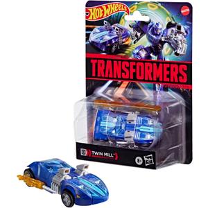 Transformers Collaborative Hot Wheels x Twin Mill, Deluxe Class 5-Inch Robot Action Figure Converts to Racecar, Car Toys for Ages 8+
