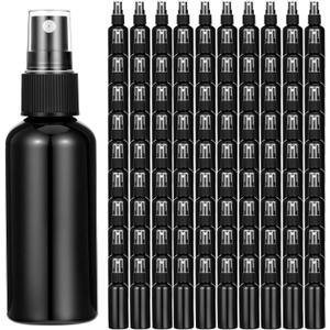 100 Pcs 2oz Black Spray Bottles, Fine Mist Refillable Travel Size Plastic Spritzers - Leak Proof Mini Mister for Cleaning, Hair, Essential Oils & Perfume