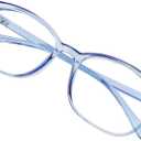 VisionGlobal Blue Light Blocking Glasses for Women Men, Square Frame Computer Reading Glasses(Clear Blue,+1.75 Magnification)
