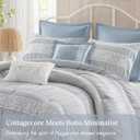 Madison Park 5-Piece Farmhouse Comforter Set with Ruching & Lace Trim, Soft Chambray Bedding, Includes Comforter and 2 Decorative Pillows, King, Blue