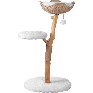 Luxury Natural Wooden Cat Tree Modern, Eco-Friendly Design with Soft Cushions, Woven Bed, and Scratching Post for Cats Luxury Natural Wooden Cat Tree Modern, Eco-Friendly Design with Soft Cushions, Woven Bed, and Scratching Post for Cats