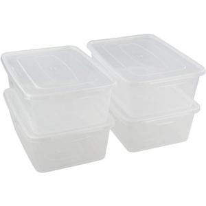 Jekiyo Clear Plastic Storage Bin, 14 Quart Latching Box Container with Lid, 4 Packs