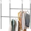 Simple Houseware Adjustable Closet Hanging Rod, Chrome - 2 Pack