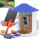 Smart Bird Feeder with Camera Solar Powered AI Identify 10000+ Birds Auto Capture 2.5K UHD Video Live for Outdoor Blue WiFi Bird Feeder for Birds Lover Gift