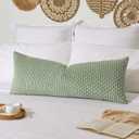 Kevin Textile Spring 14x36 Inch Long Lumbar 1 Pack Boho Decorative Throw Pillow Cover Soft Striped Corduroy Rectangle Cushion Case Farmhouse Solid Accent for Living Room Couch Sofa Bed, Sage Green