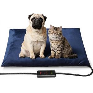 Toozey Pet Heating Pad, 6 Adjustable Temperature Dog Cat Heating Pad with Timer, Waterproof Heated Dog Bed with Chew Resistant Cord, Indoor Electric Pet Heated Mat 28x20in (Navy Blue)