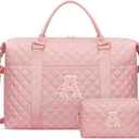 Easter Gifts for Teen Girl, Initial Travel Duffle Bag, Personalized Women Weekender Overnight Bags, Gift for Daughter Kid Girl Wife Friend Pink, A)