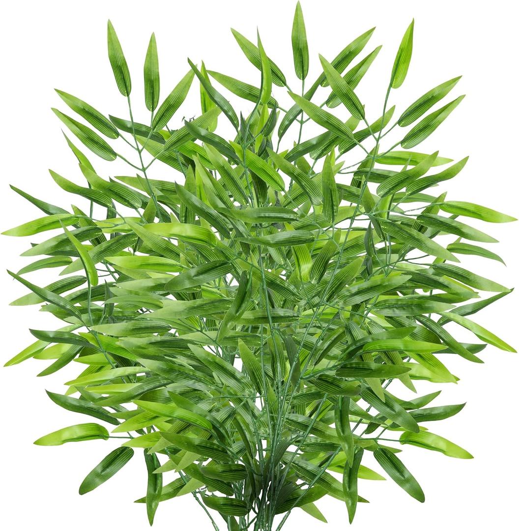 Grand Verde Bamboo Tree Branches 23 Long Stems Faux Greenery Artificial Plants Bulk Green Silk Leaves DIY Privacy Decoration Balcony Garden Outdoor Indoor Home Decor, 6pcs (23 inches tall)
