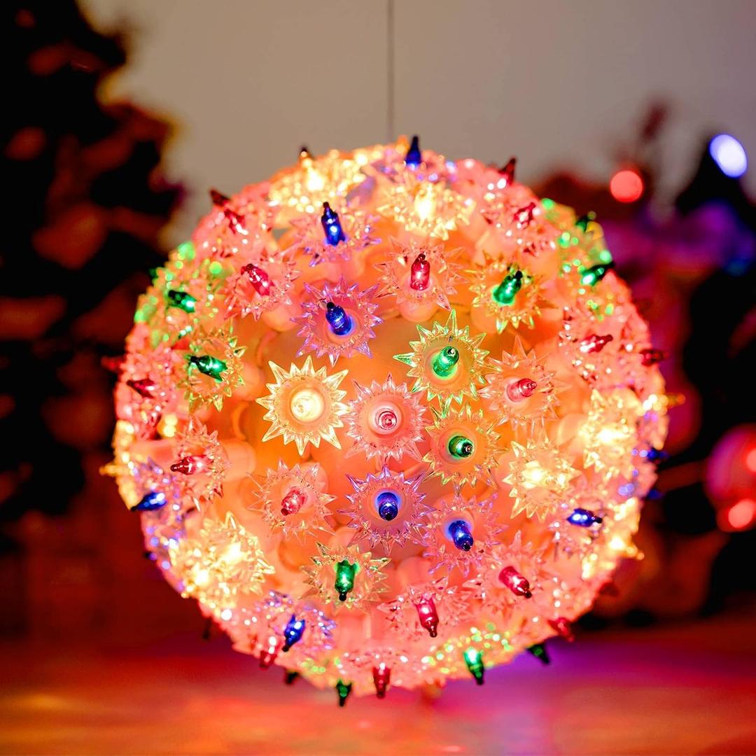 Brightown Outdoor Christmas Decorations-Starlight Sphere, Replaceable Bulbs with Add-On Plug, Lighted Sphere Balls for Trees Party Wedding Patio Indoor Decorations 6in-1pc 100 LED(RGB)
