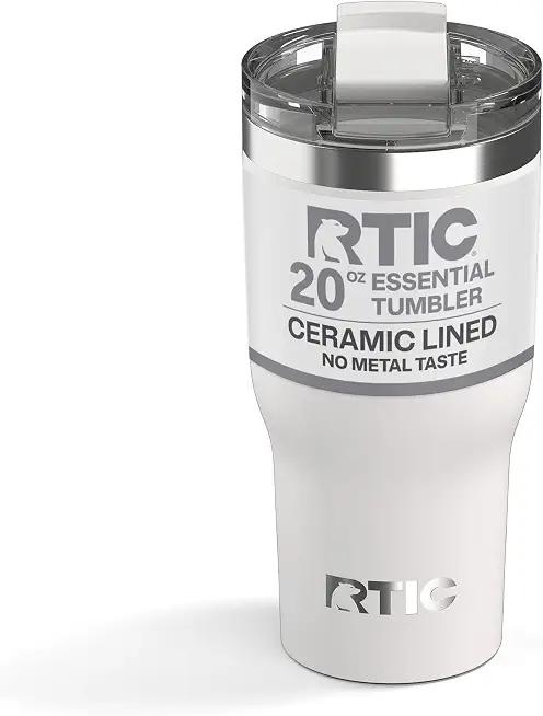 RTIC 20oz Essential Tumbler with Lid, Ceramic Lined, White