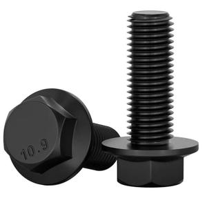 M8-1.25 x 30 mm Flanged Hex Head Bolts Flange Hexagon Screws, Full Thread, Alloy Steel, Zinc Plated, Quantity 15
