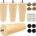 8 Inches Furniture Legs Round Solid Wood Sofa Legs Replacement Legs for Cabinet Vanity Couch Chair Dresser Pack of 4 (Round 8 inch (Natural))